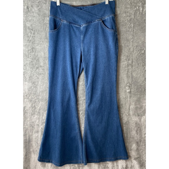 HALARA Pants - Halara Flex High Waisted Crossover flare leg jeans LP Blue Stretch Style DMVQ8
